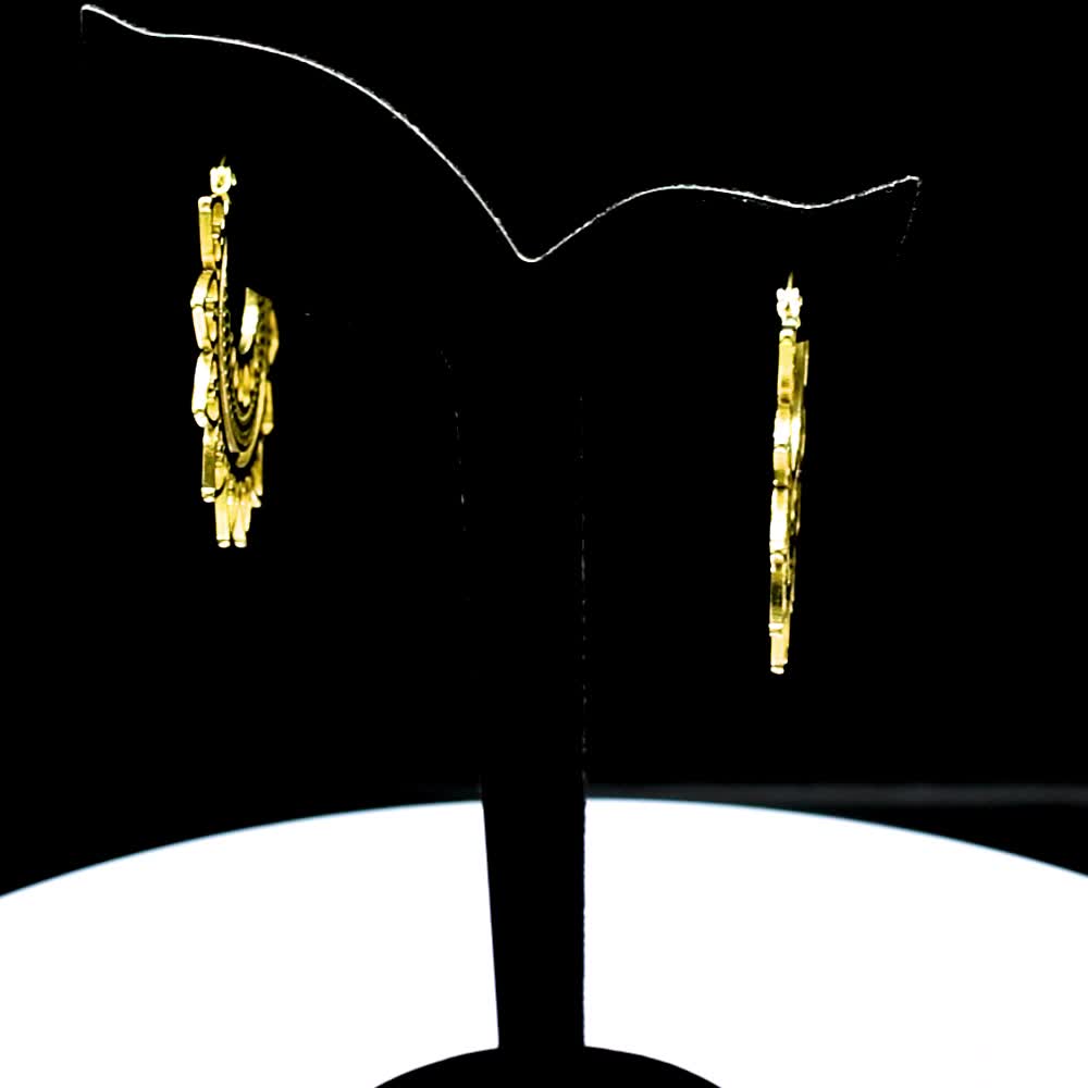 Women's Boho-Chic Golden Lotus Mandala Hoop Earrings